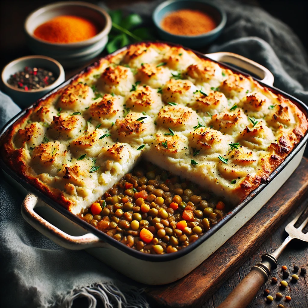 Vegan Shepherd's Pie with Lentils and Mashed Potatoes